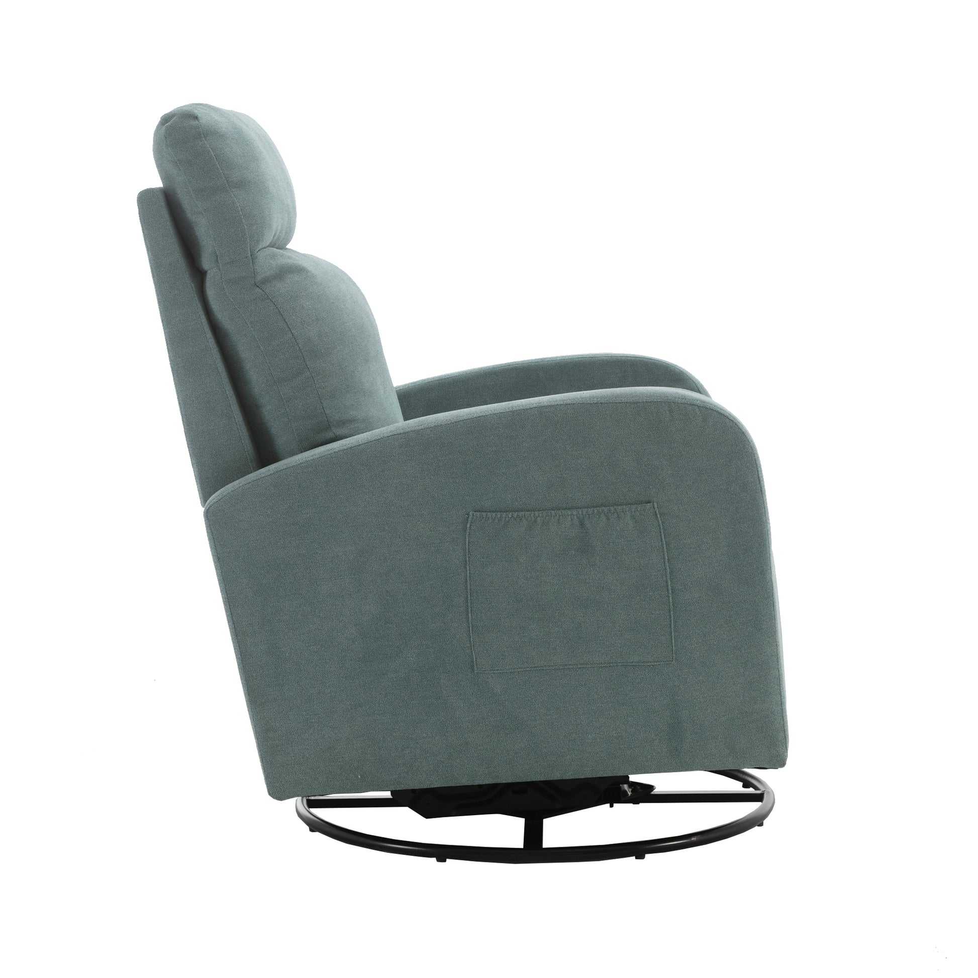Jiada Upholstered Swivel Glider.Rocking Chair For Nursery In Light Blue.Modern Style One Left Bag Light Blue Primary Living Space Foam Metal