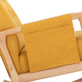 Coolmore Rocking Chair With Ottoman, Mid Century Modern Upholstered Fabric Rocking Armchair, Rocking Chair Nursery With Thick Padded Cushion, High Backrest Accent Glider Rocker Chair For Living Room Yellow Solid Wood