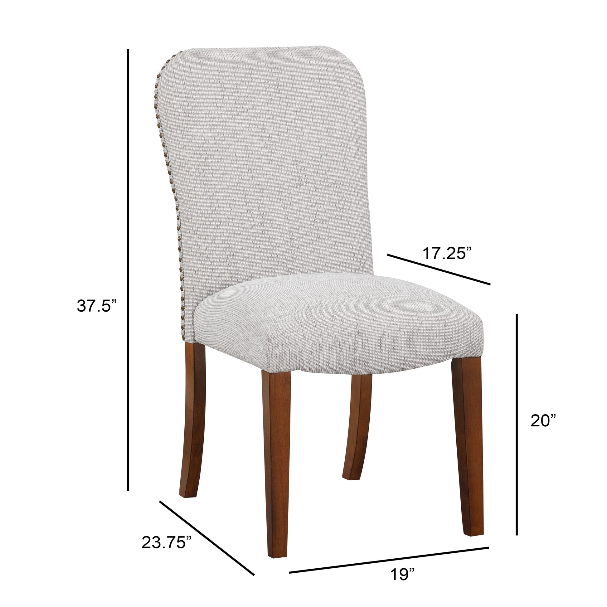 Sophia Sea Oat Dining Chair In Performance Fabric With Nail Heads Set Of 2 Espresso Foam Fabric