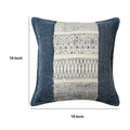 18 X 18 Square Handwoven Accent Throw Pillow, Polycotton Dhurrie, Kilim Pattern, White, Blue Blue Cotton