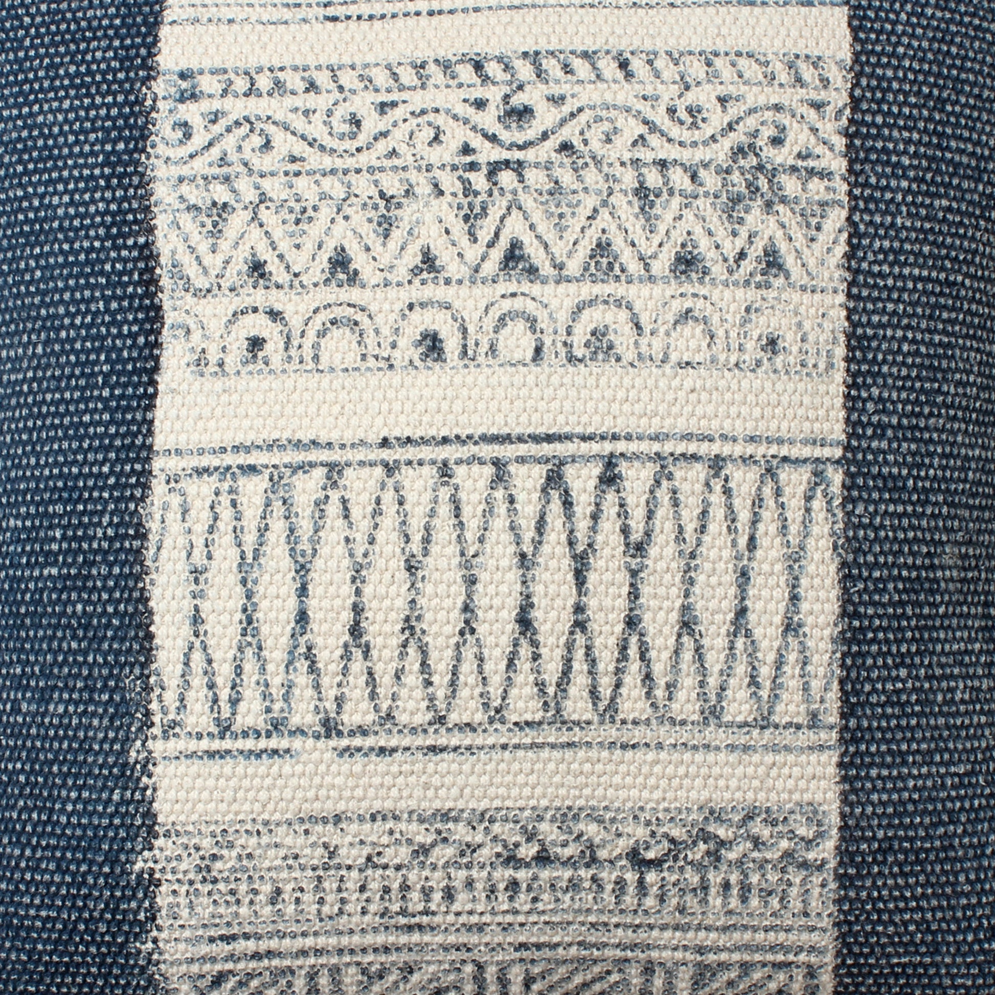 18 X 18 Square Handwoven Accent Throw Pillow, Polycotton Dhurrie, Kilim Pattern, White, Blue Blue Cotton