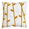 17 X 17 Inch 2 Piece Square Cotton Accent Throw Pillow Set, Leaf Embroidery, White, Green, Yellow White Cotton