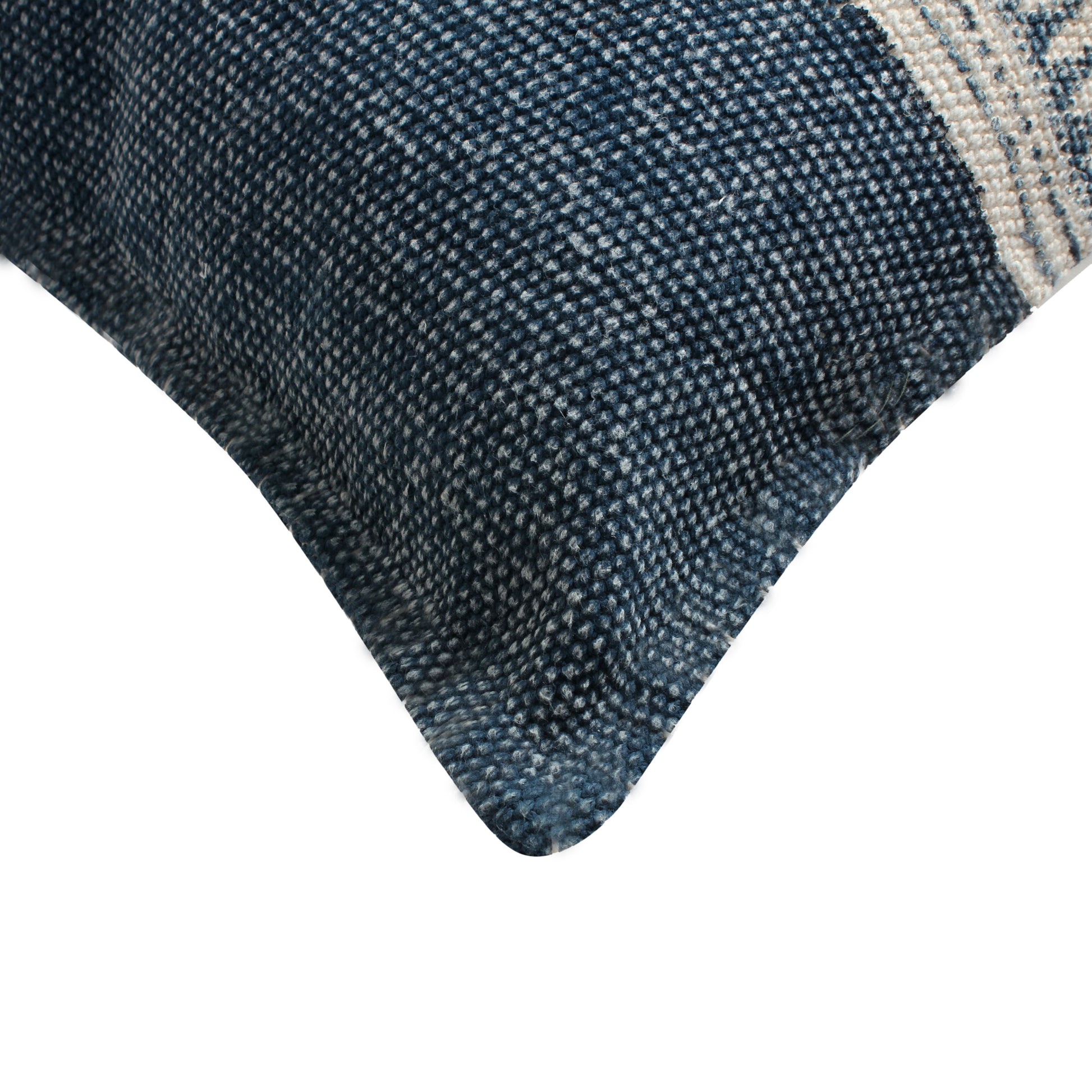 18 X 18 Square Handwoven Accent Throw Pillow, Polycotton Dhurrie, Kilim Pattern, White, Blue Blue Cotton