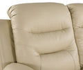 Leather Air Upholstered Reclining Console Loveseat With Fiber Back Beige Foam Leather