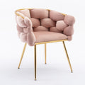 Luxury Modern Simple Leisure Velvet Single Sofa Chair Bedroom Lazy Person Household Dresser Stool Manicure Table Back Chair Pink Pink Velvet