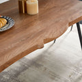 S Shape Irregular Mdf Dining Table Metal Legs Wood Design Table Top Walnut Brown Distressed Finish Triangular Dining Room Modern Floor Mount Rectangular Kitchen & Dining Tables Foam Mdf