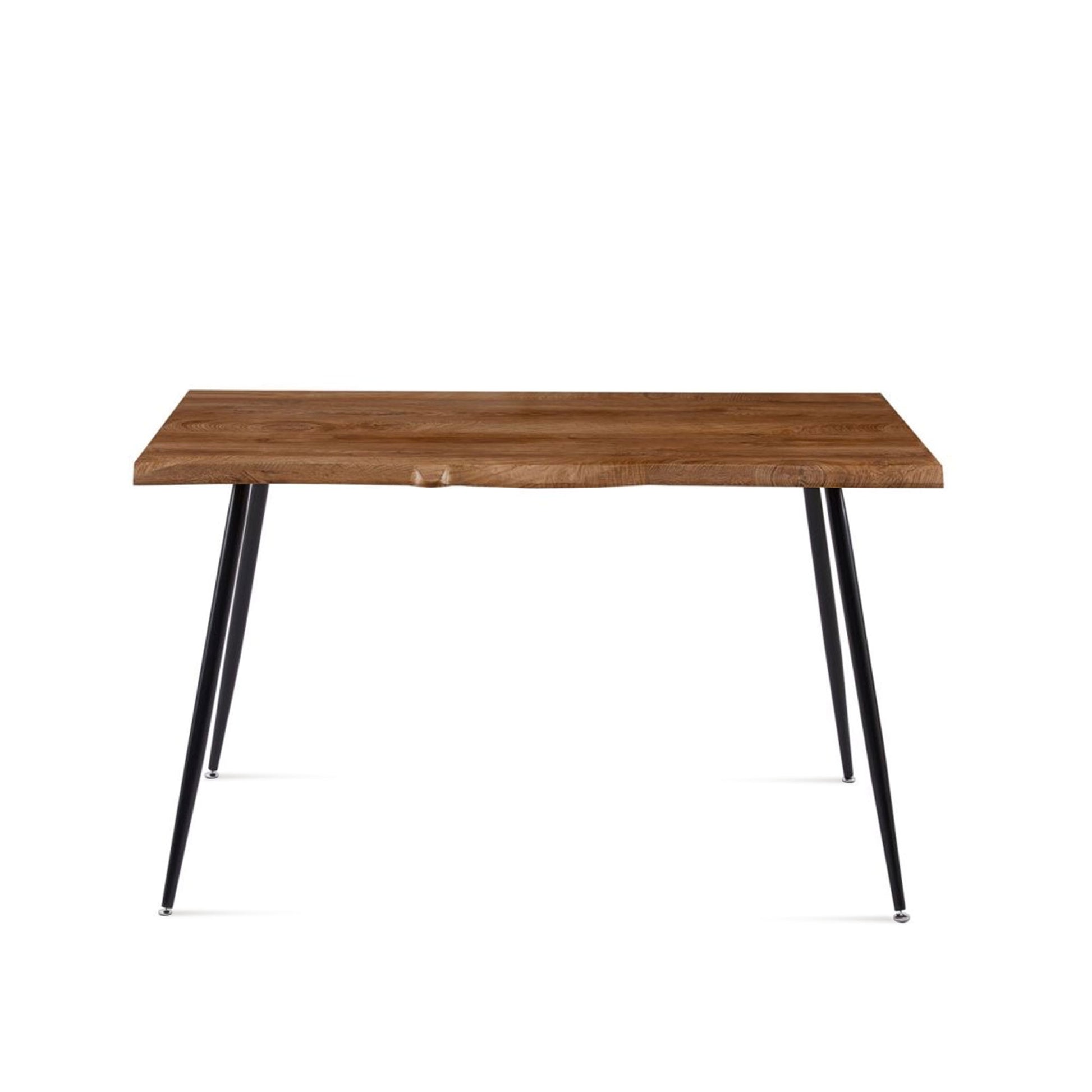 S Shape Irregular Mdf Dining Table Metal Legs Wood Design Table Top Walnut Brown Distressed Finish Triangular Dining Room Modern Floor Mount Rectangular Kitchen & Dining Tables Foam Mdf