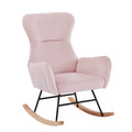 Pink Velvet Rocking Chair Pink Foam Metal