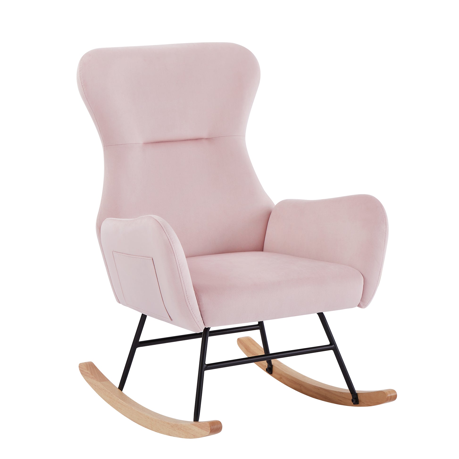 Pink Velvet Rocking Chair Pink Foam Metal