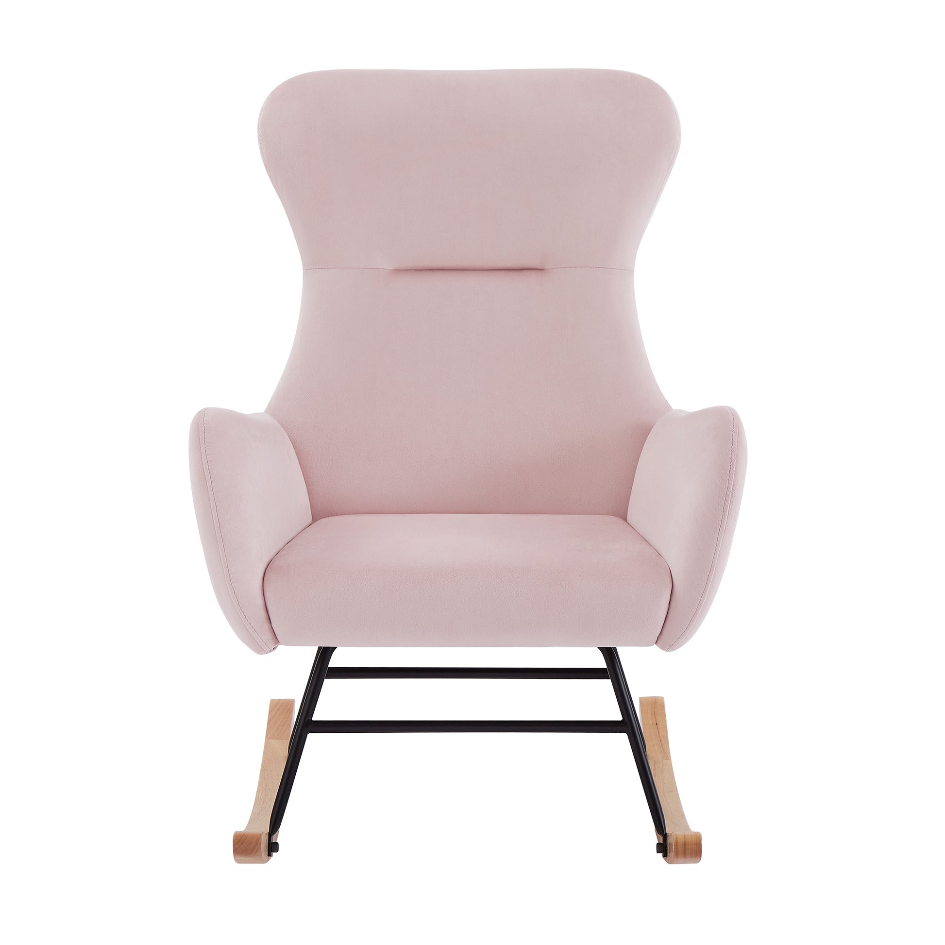 Pink Velvet Rocking Chair Pink Foam Metal