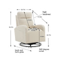 Jiada Upholstered Swivel Glider.Rocking Chair For Nursery In White Teddy.Modern Style One Left Bag White Teddy Primary Living Space Foam Metal