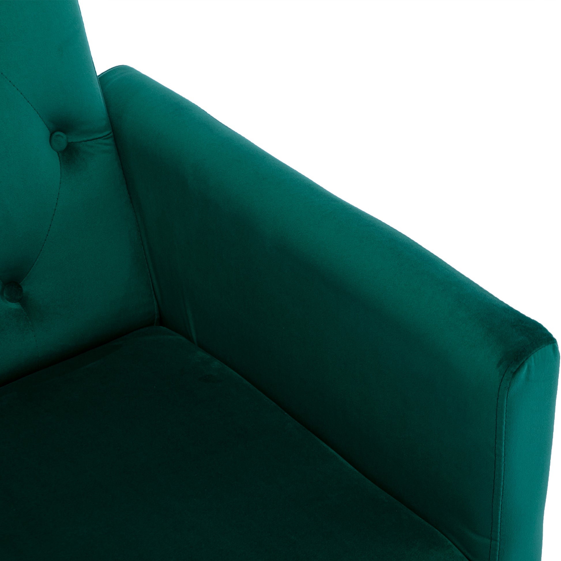 Coolmore Velvet Accent Chair With Adjustable Armrests And Backrest, Button Tufted Lounge Chair, Single Recliner Armchair With Ottoman Green Metal