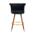 Coolmore Swivel Bar Stools With Backrest Footrest With A Fixed Height Of 360 Degrees Black Solid Wood