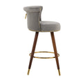 Coolmore Swivel Bar Stools With Backrest Footrest ,With A Fixed Height Of 360 Degrees Gray Solid Wood
