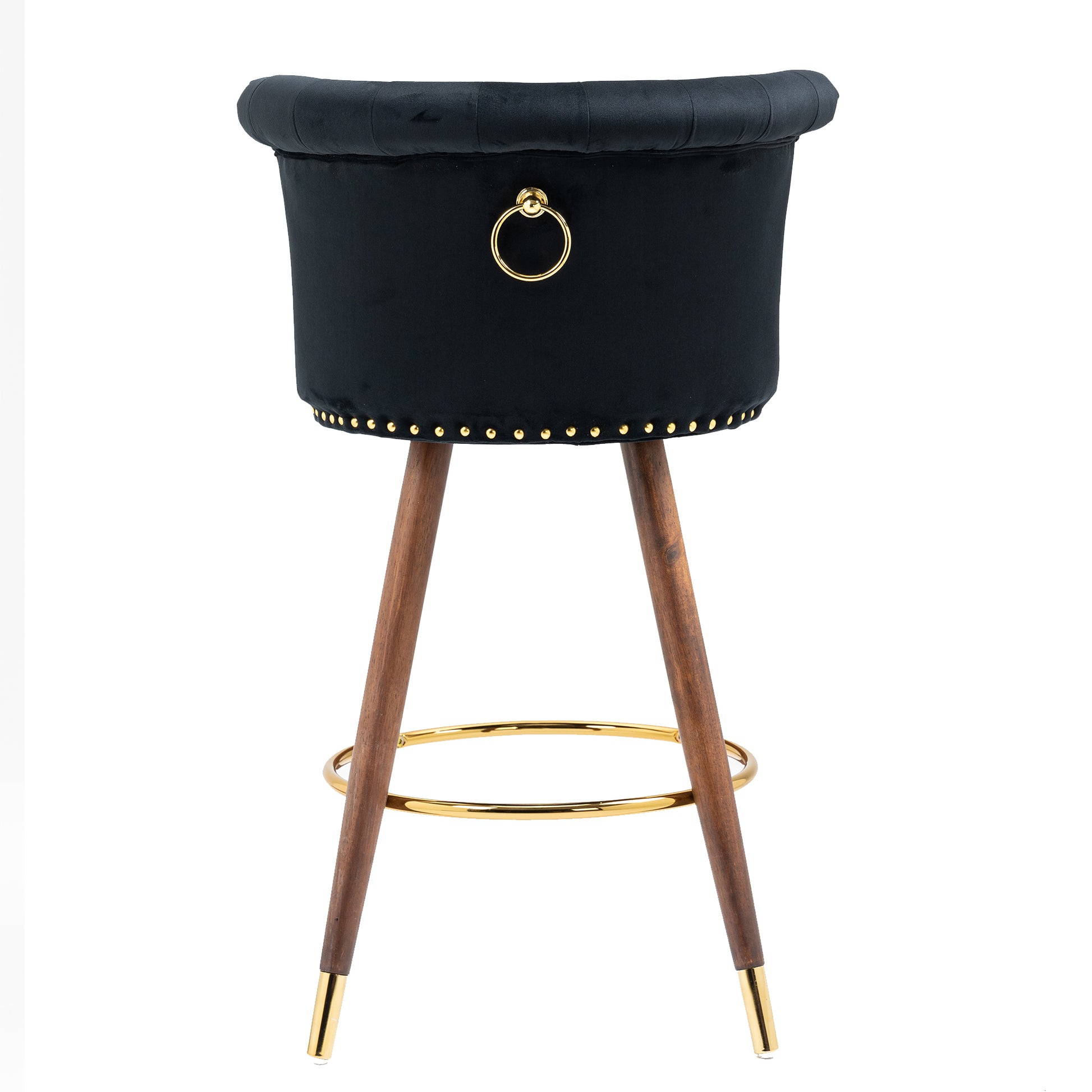 Coolmore Swivel Bar Stools With Backrest Footrest With A Fixed Height Of 360 Degrees Black Solid Wood