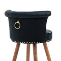 Coolmore Swivel Bar Stools With Backrest Footrest With A Fixed Height Of 360 Degrees Black Solid Wood