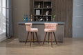 Coolmore Swivel Bar Stools With Backrest Footrest With A Fixed Height Of 360 Degrees Pink Solid Wood