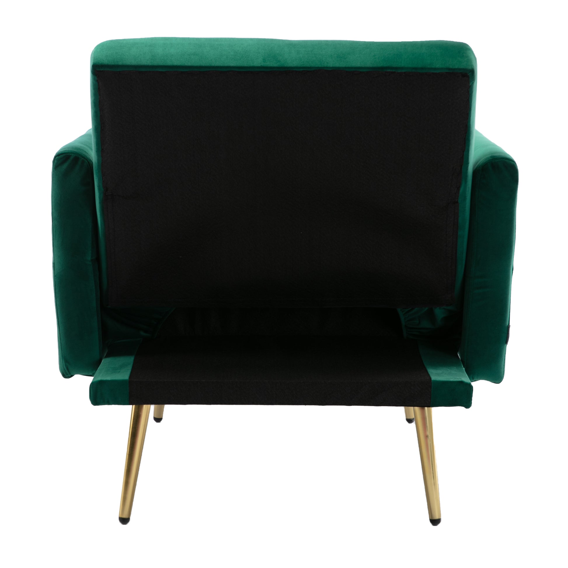 Coolmore Velvet Accent Chair With Adjustable Armrests And Backrest, Button Tufted Lounge Chair, Single Recliner Armchair With Ottoman Green Metal