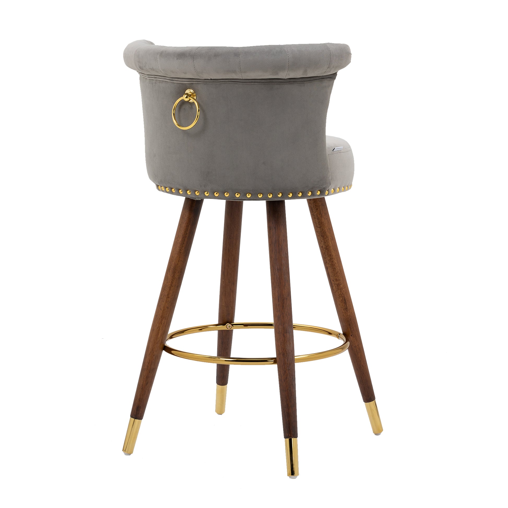 Coolmore Swivel Bar Stools With Backrest Footrest ,With A Fixed Height Of 360 Degrees Gray Solid Wood