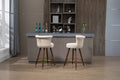 Coolmore Swivel Bar Stools With Backrest Footrest With A Fixed Height Of 360 Degrees Ivory Solid Wood
