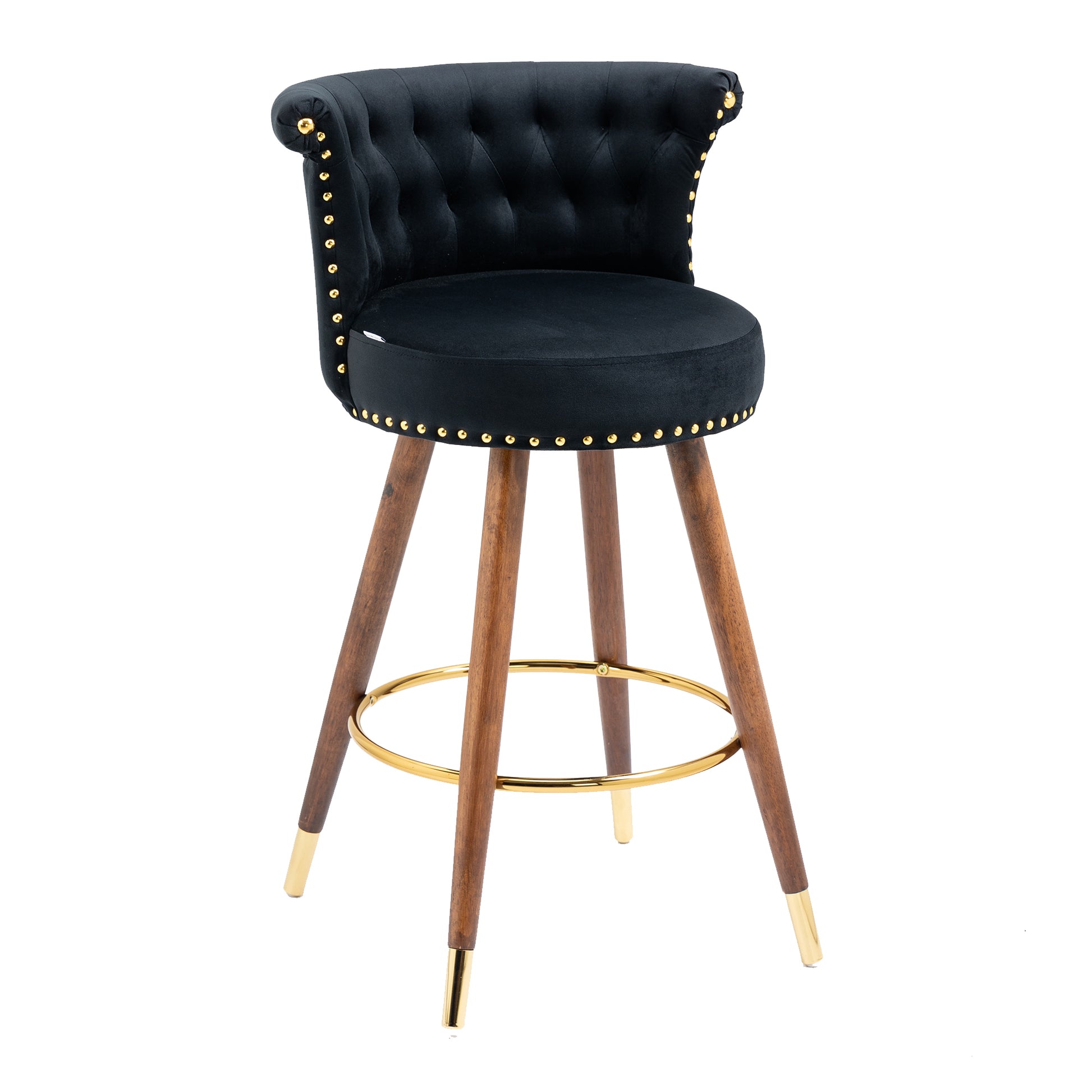 Coolmore Swivel Bar Stools With Backrest Footrest With A Fixed Height Of 360 Degrees Black Solid Wood
