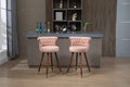 Coolmore Swivel Bar Stools With Backrest Footrest With A Fixed Height Of 360 Degrees Pink Solid Wood