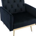 Coolmore Velvet Accent Chair With Adjustable Armrests And Backrest, Button Tufted Lounge Chair, Single Recliner Armchair With Ottoman Black Metal