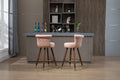 Coolmore Swivel Bar Stools With Backrest Footrest With A Fixed Height Of 360 Degrees Pink Solid Wood