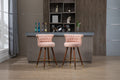 Coolmore Swivel Bar Stools With Backrest Footrest With A Fixed Height Of 360 Degrees Pink Solid Wood