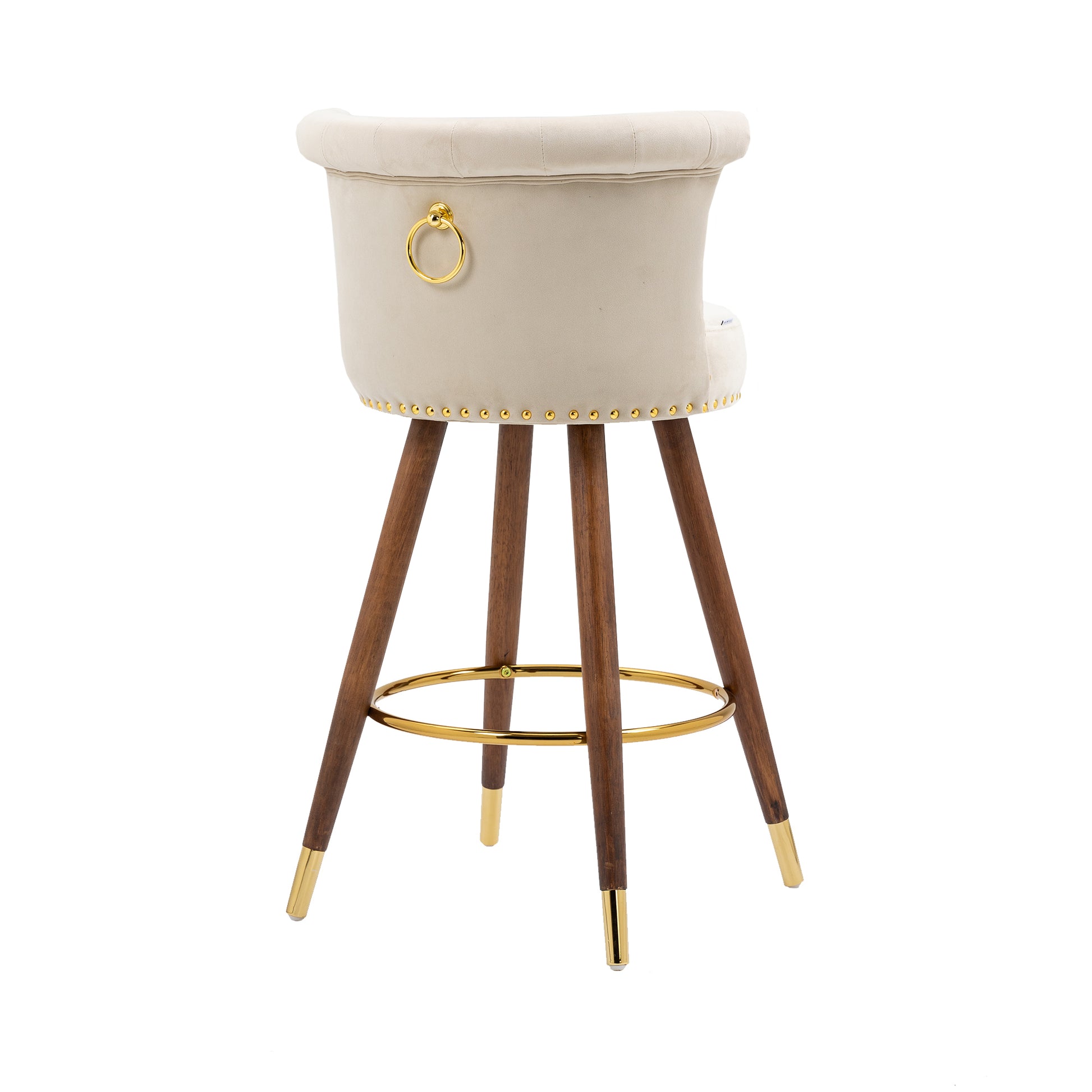Coolmore Swivel Bar Stools With Backrest Footrest With A Fixed Height Of 360 Degrees Ivory Solid Wood