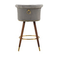 Coolmore Swivel Bar Stools With Backrest Footrest ,With A Fixed Height Of 360 Degrees Gray Solid Wood