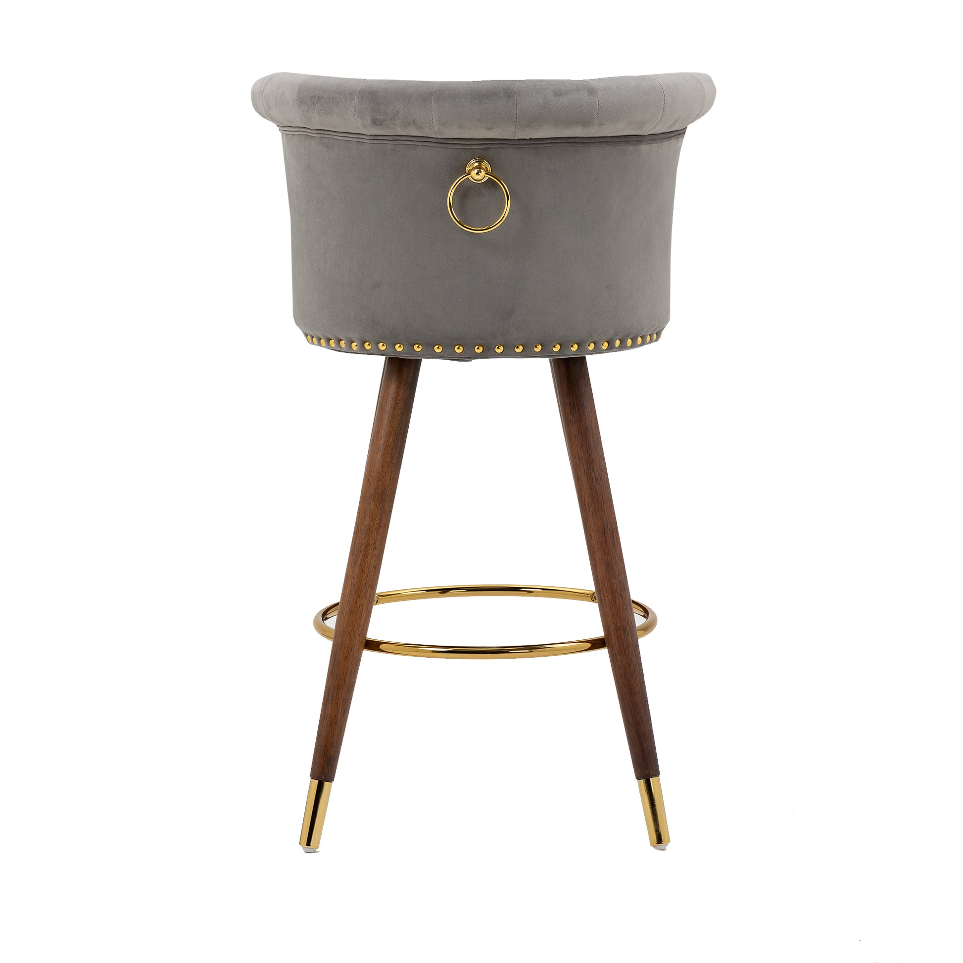 Coolmore Swivel Bar Stools With Backrest Footrest ,With A Fixed Height Of 360 Degrees Gray Solid Wood