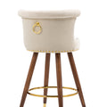 Coolmore Swivel Bar Stools With Backrest Footrest With A Fixed Height Of 360 Degrees Ivory Solid Wood