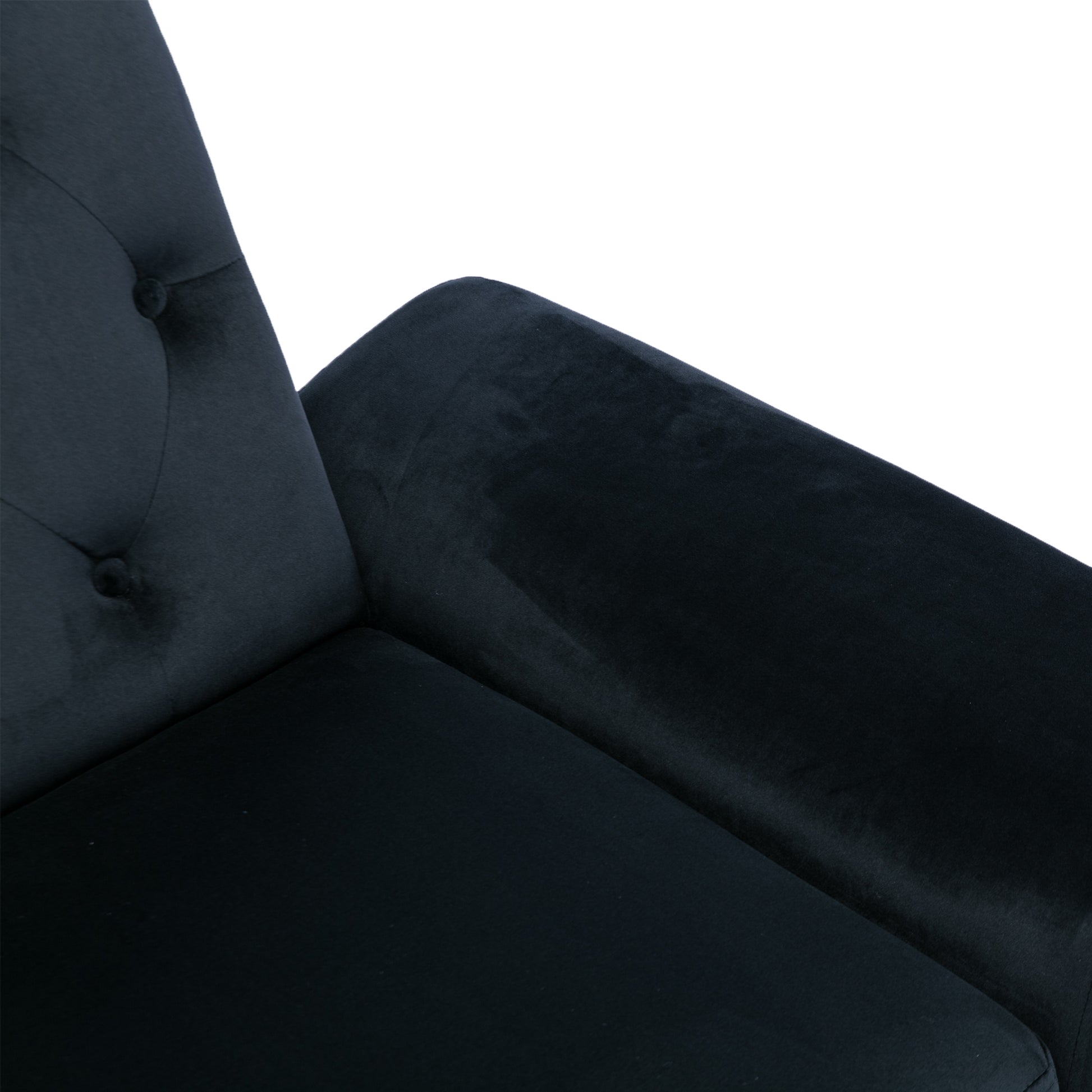 Coolmore Velvet Accent Chair With Adjustable Armrests And Backrest, Button Tufted Lounge Chair, Single Recliner Armchair With Ottoman Black Metal