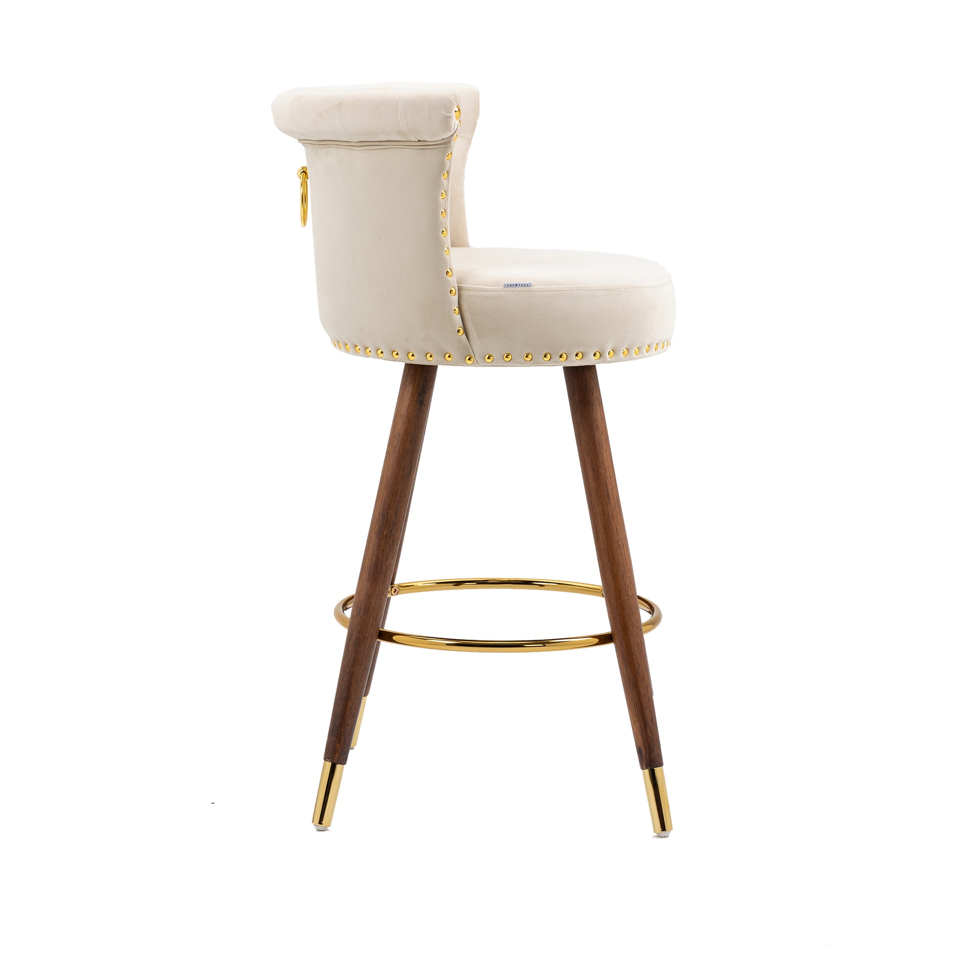 Coolmore Swivel Bar Stools With Backrest Footrest With A Fixed Height Of 360 Degrees Ivory Solid Wood