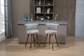 Coolmore Swivel Bar Stools With Backrest Footrest ,With A Fixed Height Of 360 Degrees Gray Solid Wood