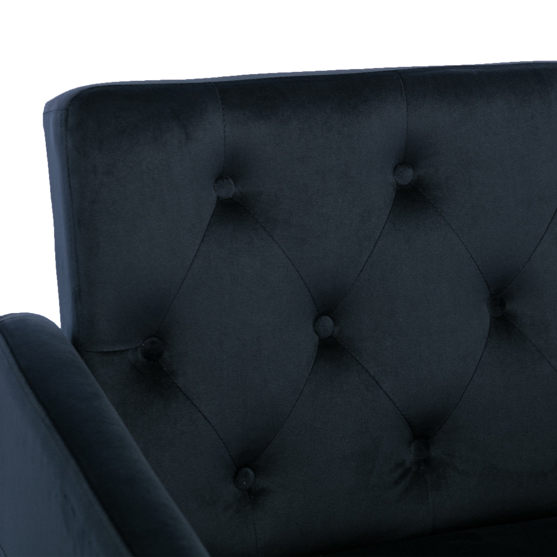 Coolmore Velvet Accent Chair With Adjustable Armrests And Backrest, Button Tufted Lounge Chair, Single Recliner Armchair With Ottoman Black Metal