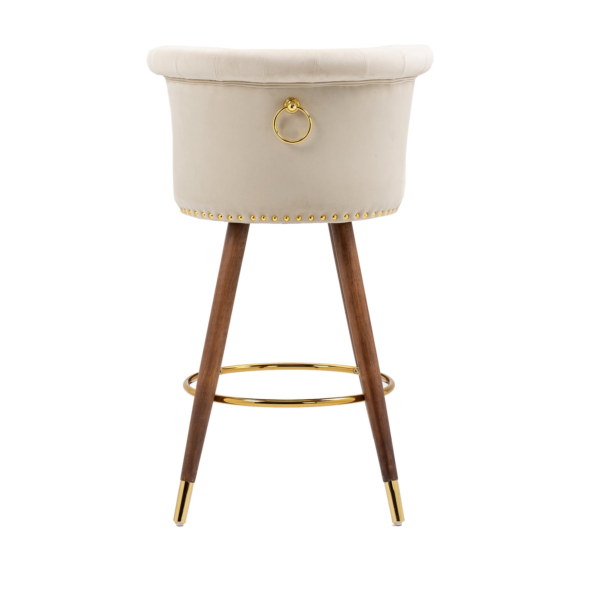 Coolmore Swivel Bar Stools With Backrest Footrest With A Fixed Height Of 360 Degrees Ivory Solid Wood