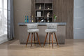Coolmore Swivel Bar Stools With Backrest Footrest ,With A Fixed Height Of 360 Degrees Gray Solid Wood
