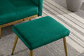 Coolmore Velvet Accent Chair With Adjustable Armrests And Backrest, Button Tufted Lounge Chair, Single Recliner Armchair With Ottoman Green Metal