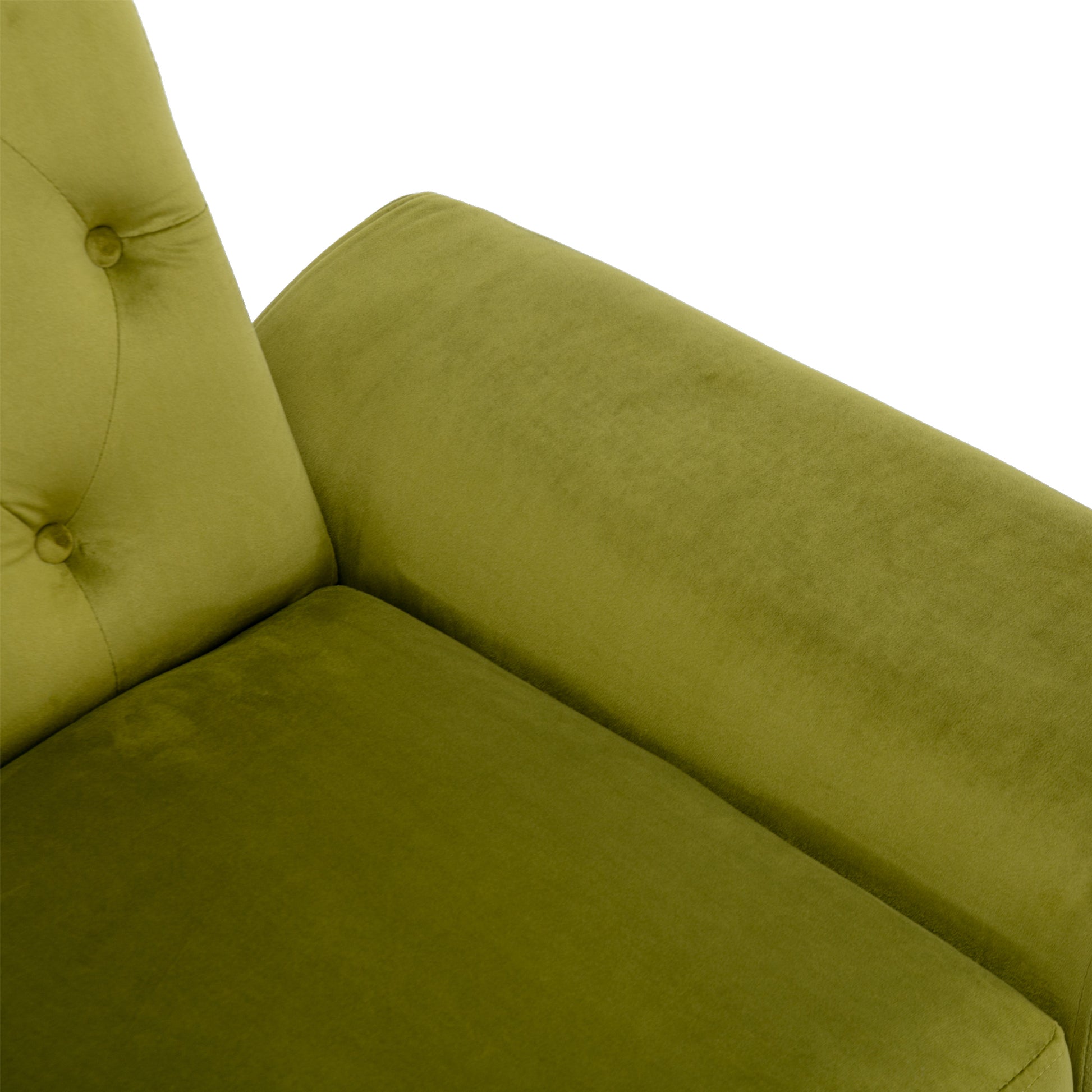 Coolmore Velvet Accent Chair With Adjustable Armrests And Backrest, Button Tufted Lounge Chair, Single Recliner Armchair With Ottoman Olive Green Metal