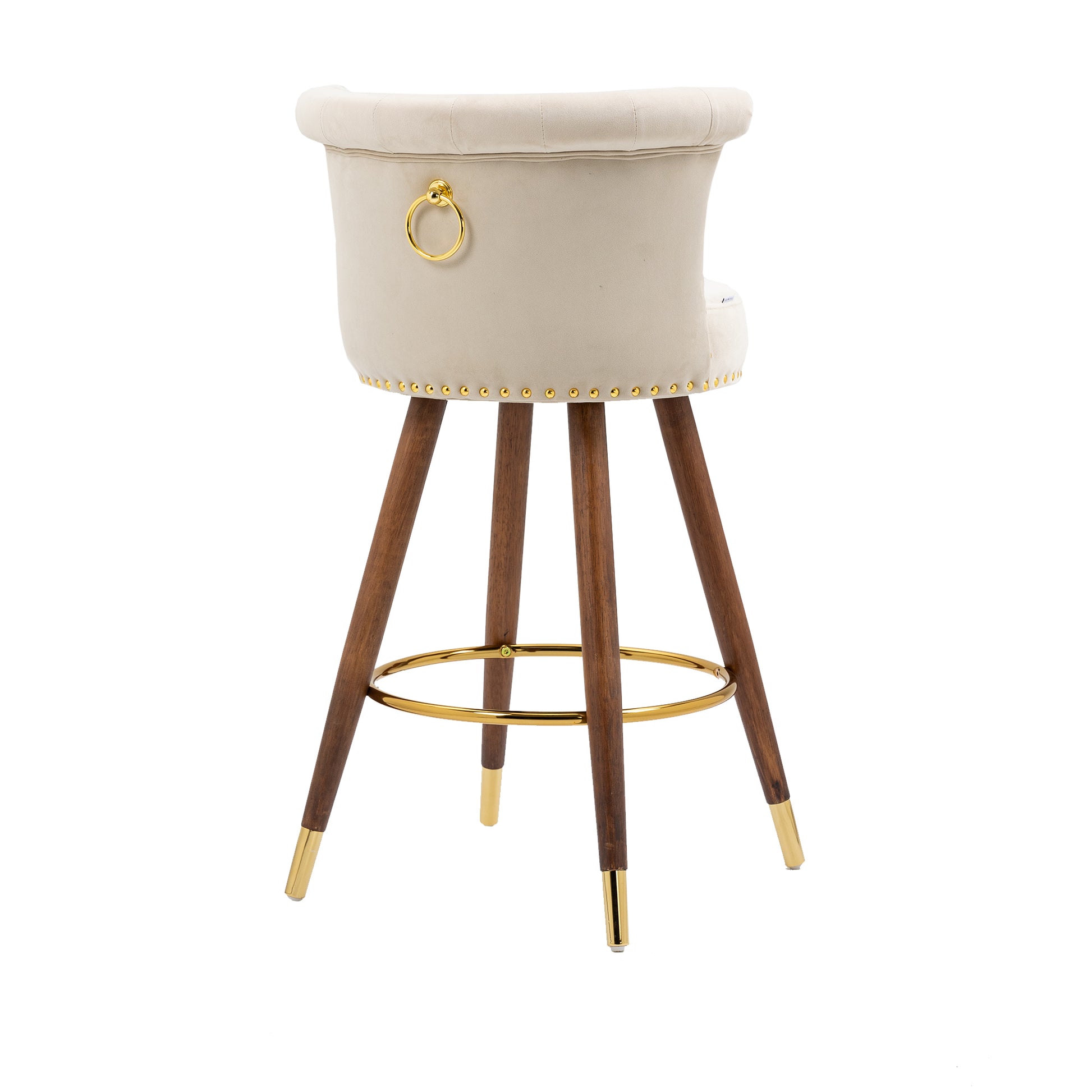 Coolmore Swivel Bar Stools With Backrest Footrest With A Fixed Height Of 360 Degrees Ivory Solid Wood