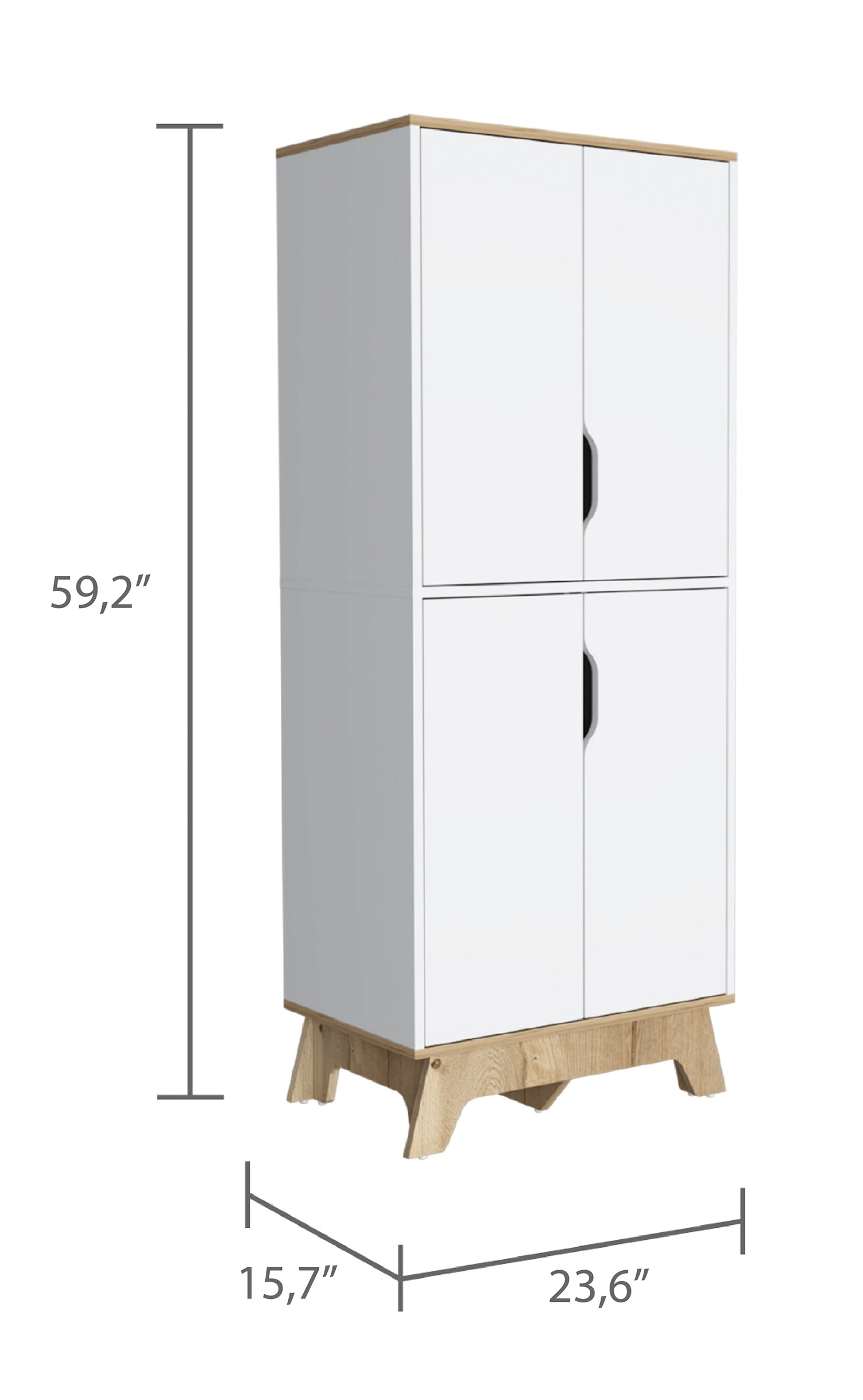 Brinnon Rectangle Kitchen Pantry Light Oak And White White Particle Board