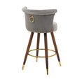 Coolmore Swivel Bar Stools With Backrest Footrest ,With A Fixed Height Of 360 Degrees Gray Solid Wood
