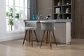 Coolmore Swivel Bar Stools With Backrest Footrest ,With A Fixed Height Of 360 Degrees Gray Solid Wood