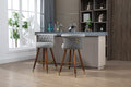 Coolmore Swivel Bar Stools With Backrest Footrest ,With A Fixed Height Of 360 Degrees Gray Solid Wood