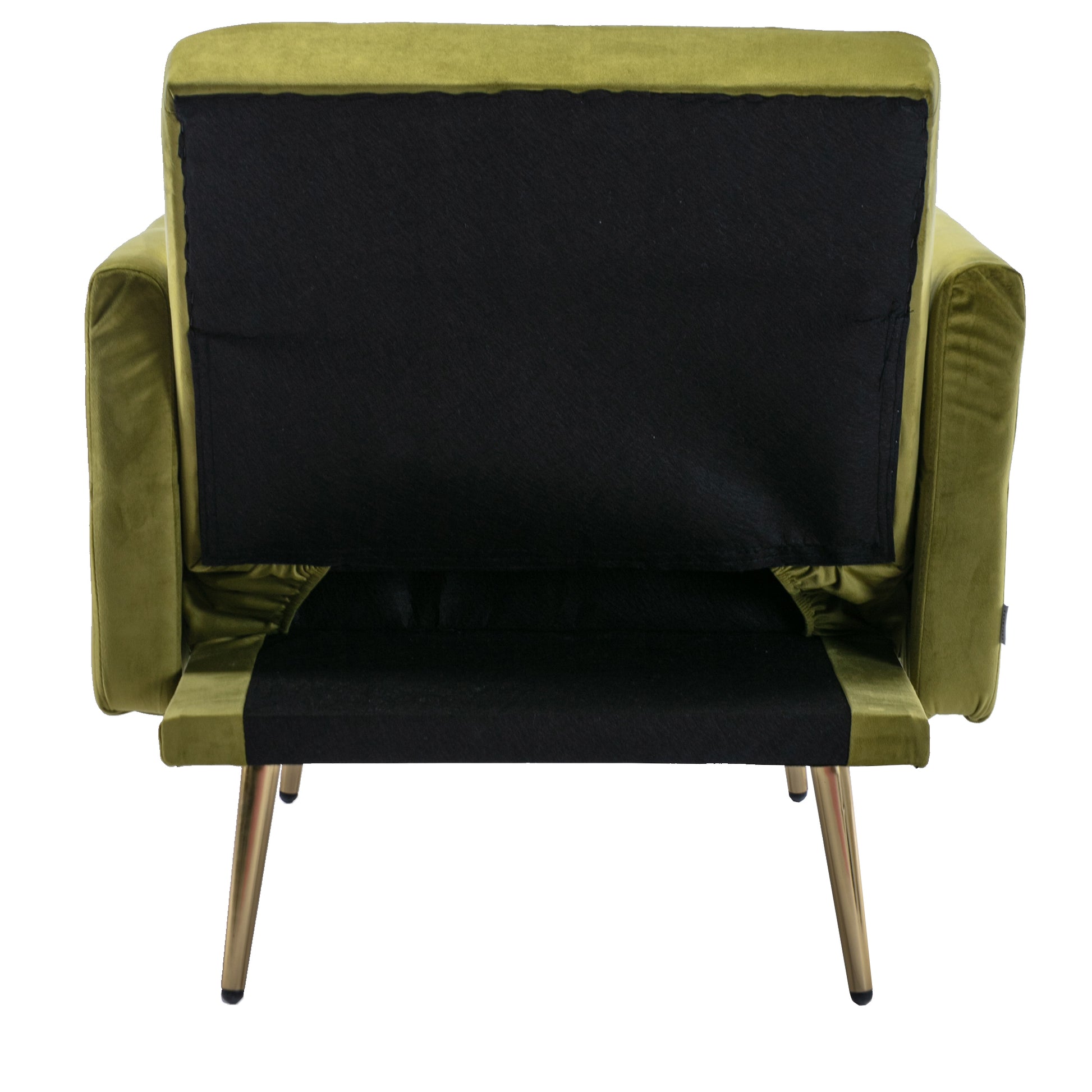 Coolmore Velvet Accent Chair With Adjustable Armrests And Backrest, Button Tufted Lounge Chair, Single Recliner Armchair With Ottoman Olive Green Metal