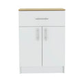 Wilmington 1 Drawer Rectangle Pantry Cabinet White And Light Oak White Particle Board