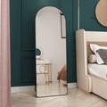 The 4St Generation Of Floor Mounted Full Length Mirrors. Aluminum Alloy Metal Frame Arched Wall Mirror, Bathroom Makeup Mirror, Bedroom Porch, Clothing Store, Wall Mounted. Black 65