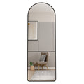 The 4St Generation Of Floor Mounted Full Length Mirrors. Aluminum Alloy Metal Frame Arched Wall Mirror, Bathroom Makeup Mirror, Bedroom Porch, Clothing Store, Wall Mounted. Black 65